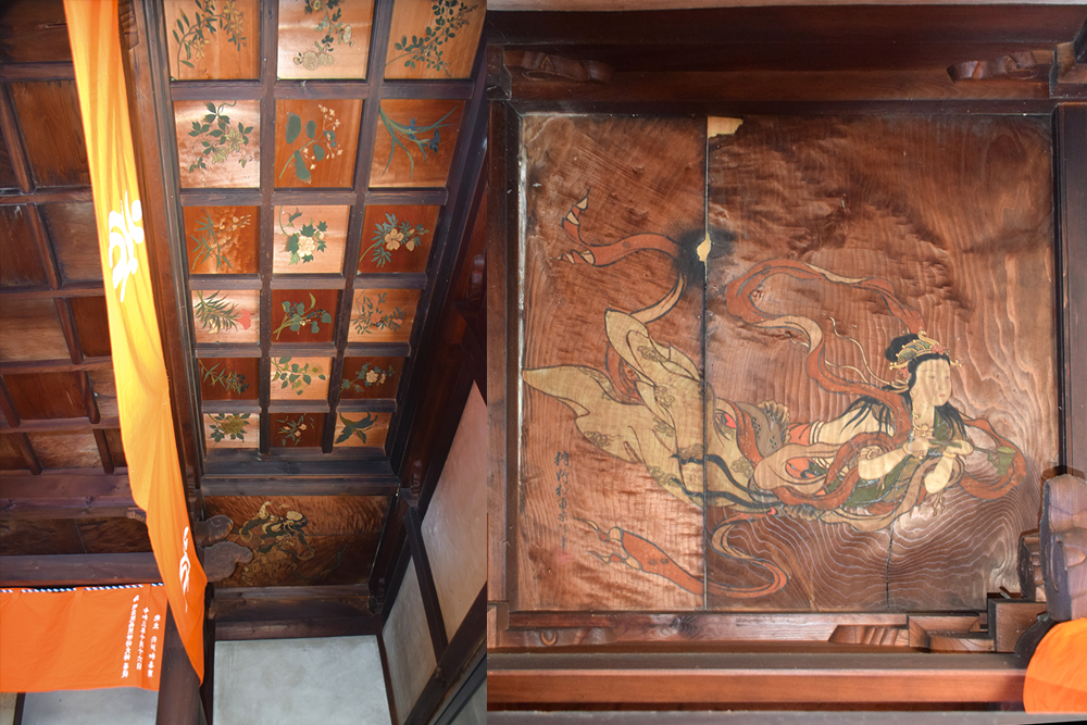 狩野宗信作の不動尊堂の天井画