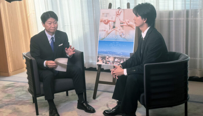 岡山県庁にて伊原木岡山県知事の映画撮影を行いました。